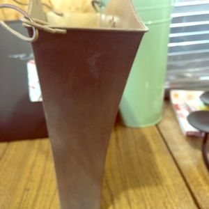 Gold Metal Flower Container with Handle